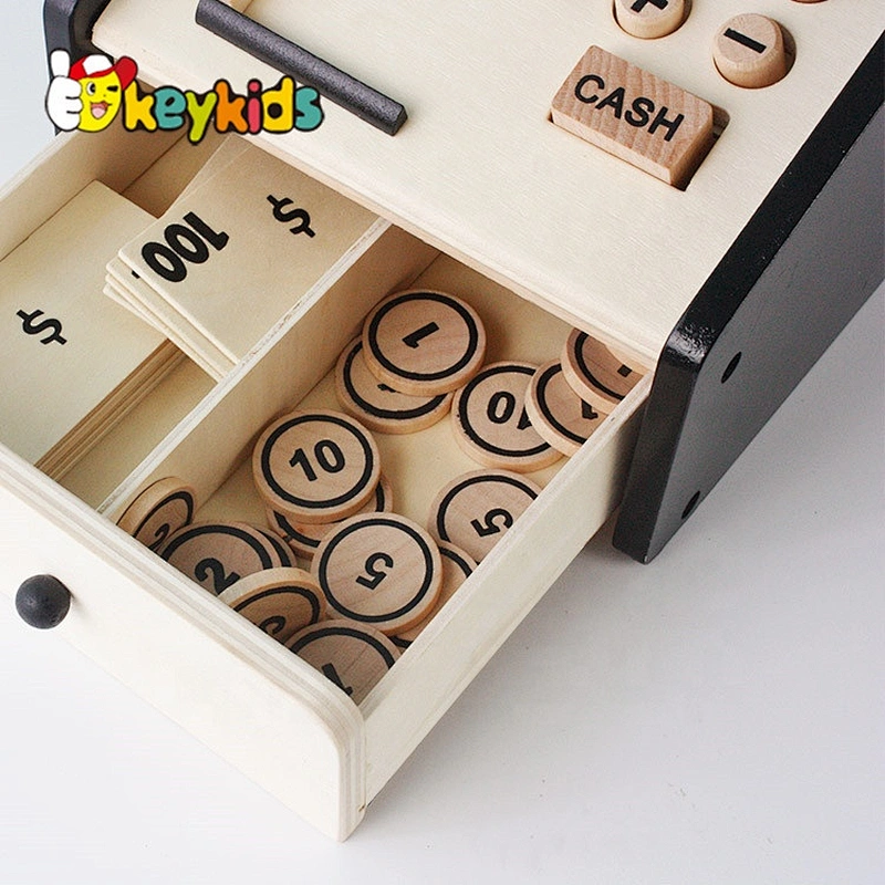 Top sale kids wooden pretend play toy cash register for wholesale W10A066