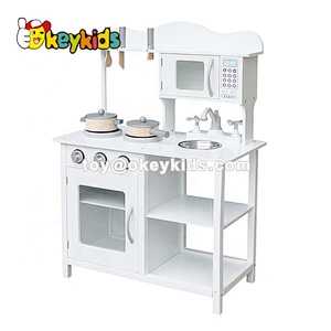 New cheapest children white wooden toy kitchen set for wholesale W10C404