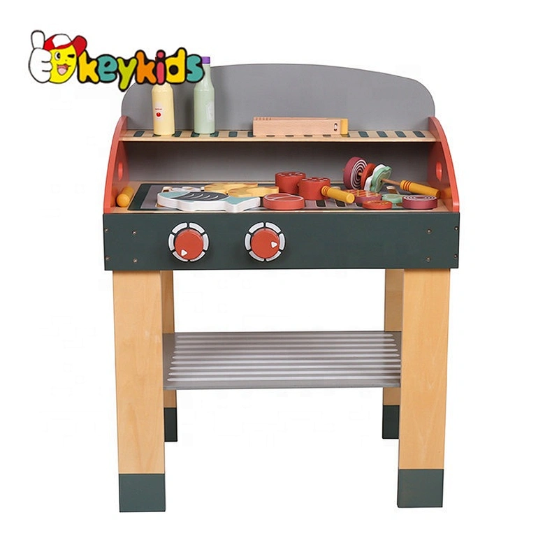 wholesale pretend play wooden toy bbq set for children W10D279