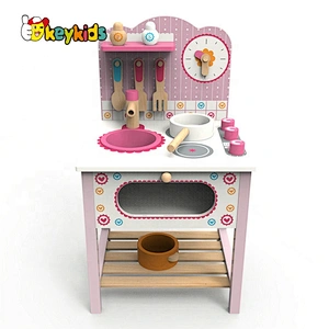 New Original Design pink wooden play kitchen set for girls W10C549