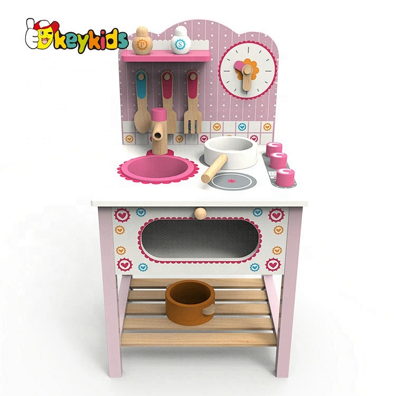 New Original Design pink wooden play kitchen set for girls W10C549