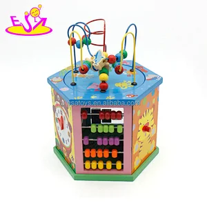 New arrival educational 6 in 1 wooden activity cube for baby W11B172