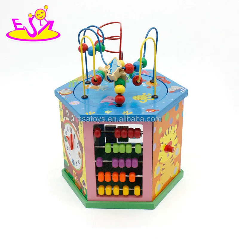 New arrival educational 6 in 1 wooden activity cube for baby W11B172