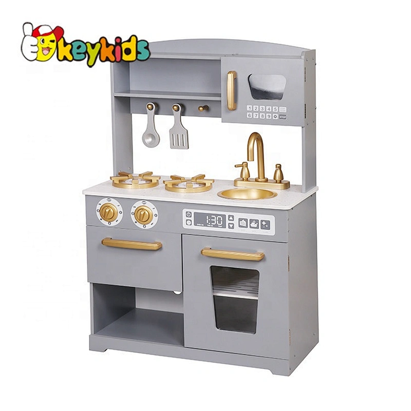 Customize kids gold wooden play kitchen with accessories W10C490