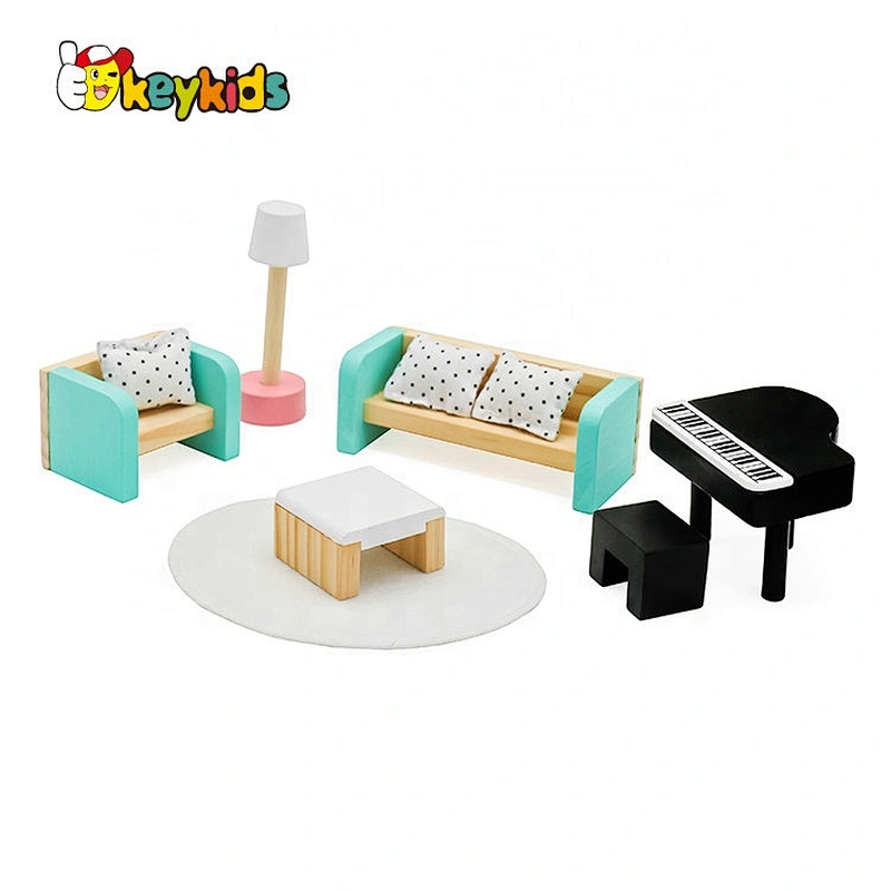 New design living room wooden dollhouse lounge furniture set for children W06B092