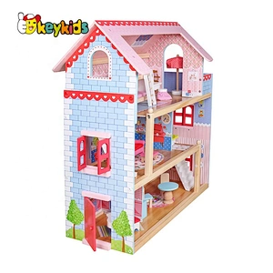 Top Sale Lovely Kids Wooden Barbie Doll House For Girls For Wholesale W06A100