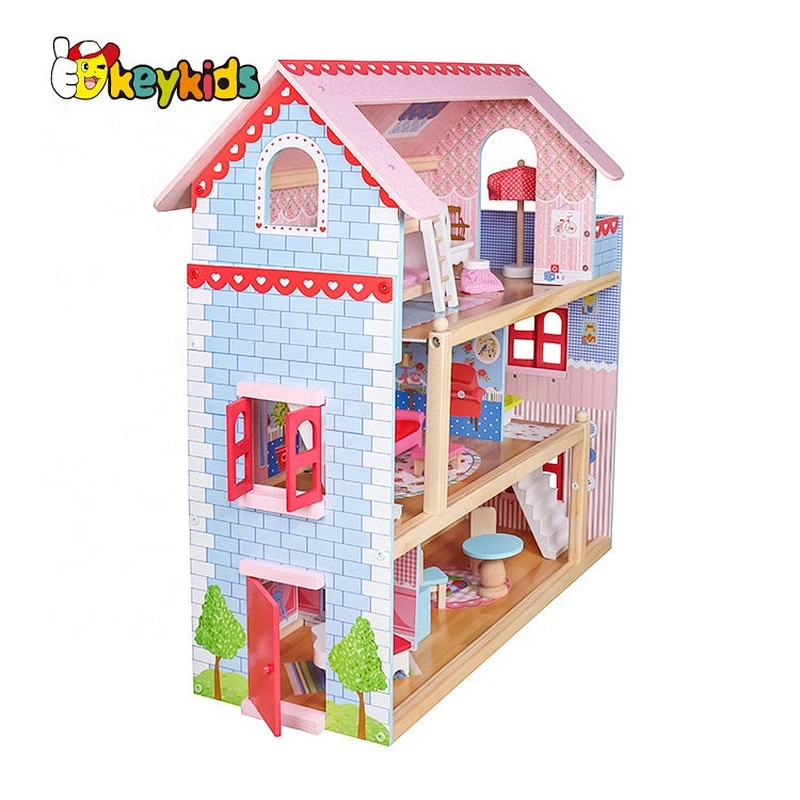Top Sale Lovely Kids Wooden Barbie Doll House For Girls For Wholesale W06A100