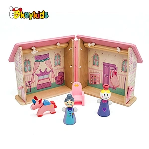 New arrival pink wooden mini dollhouse for girls W06A369