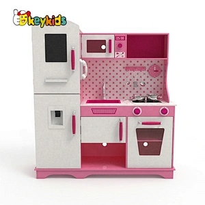 Customize pink wooden girls kitchen set toys with drinking fountain W10C597D