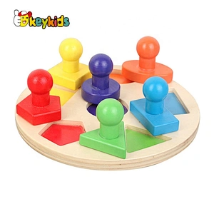 New design baby wooden shape matching toy with knob W13E112