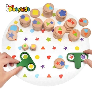 New design early development wooden shape matching toy for baby W13E096