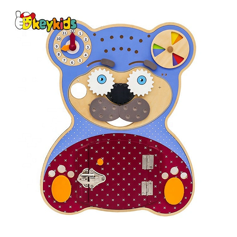 2019 Top sale DIY bear wooden montessori busy board for kids W12D120