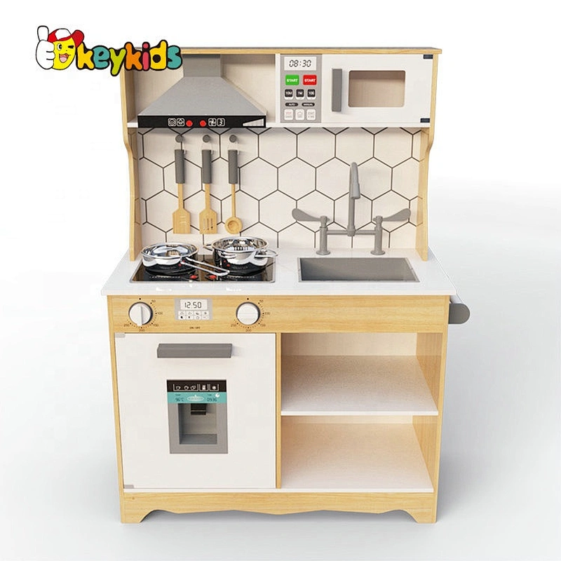 Wooden Kitchen Set With Electronic Kitchen, Interactive Range Hood, Stove And Ice Maker W10C515