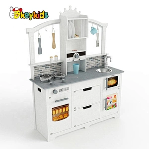 New released white wooden kids kitchen play set for sale W10C562