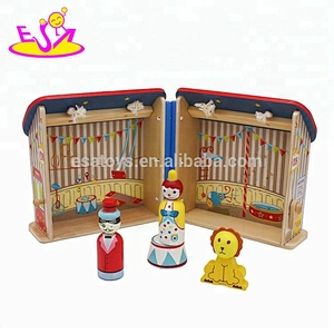 New design cartoon circus toy wooden small dollhouse for children W06A327