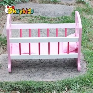 Top sale kids wooden toy 18 inch doll bed for wholesale W06B052