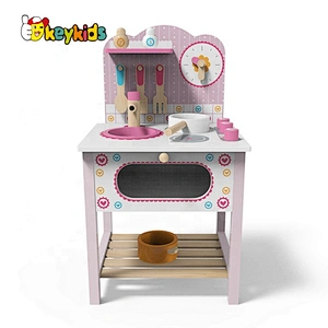 New Original Design pink wooden play kitchen set for girls W10C549