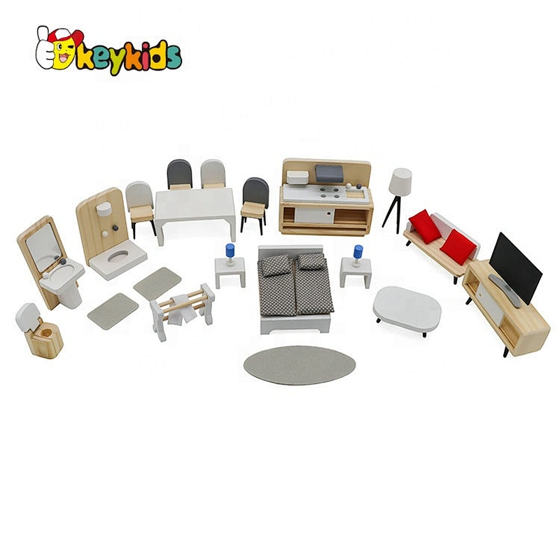 Top sale pretend play mini wooden doll house furnitures for kids W06B105