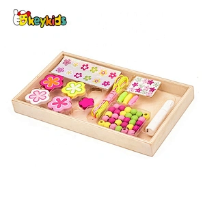 Hot sale educational wooden lacing toy for kids W11E097
