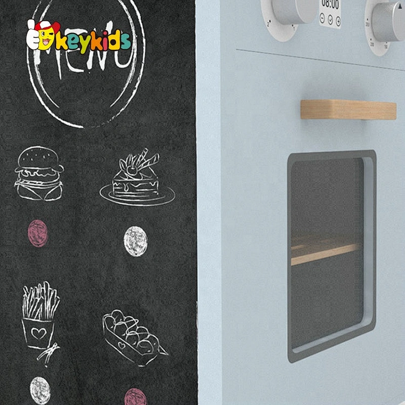 New arrival kids wooden kitchen toys play set with stainless accessories W10C545