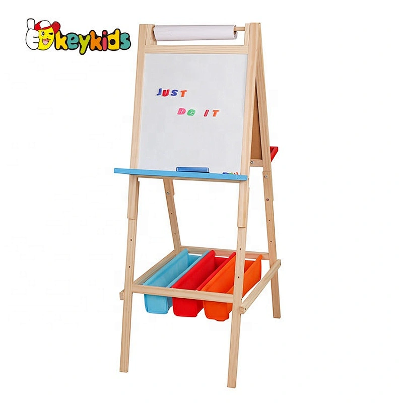 Children Erasable Magnet Wooden Standing Drawing Board With Storage Box W12B015
