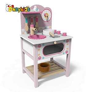 New Original Design pink wooden play kitchen set for girls W10C549