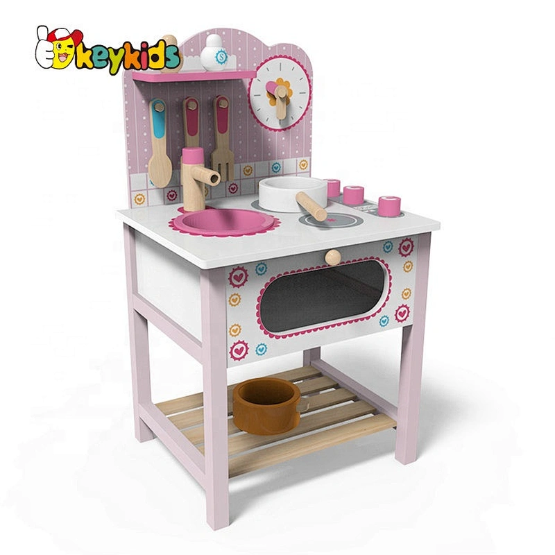 New Original Design pink wooden play kitchen set for girls W10C549