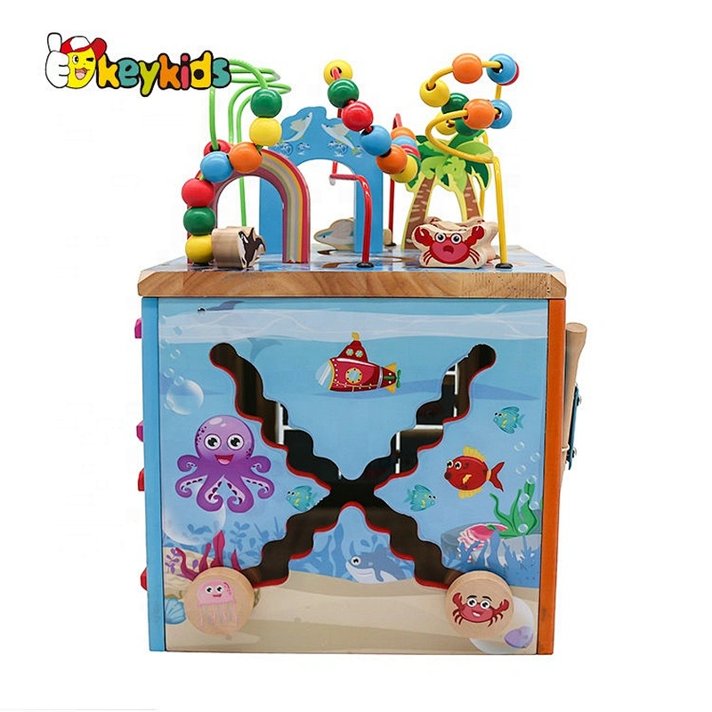 Hot Sale Educational Wooden Ocean Busy Cube For Kids W12D193