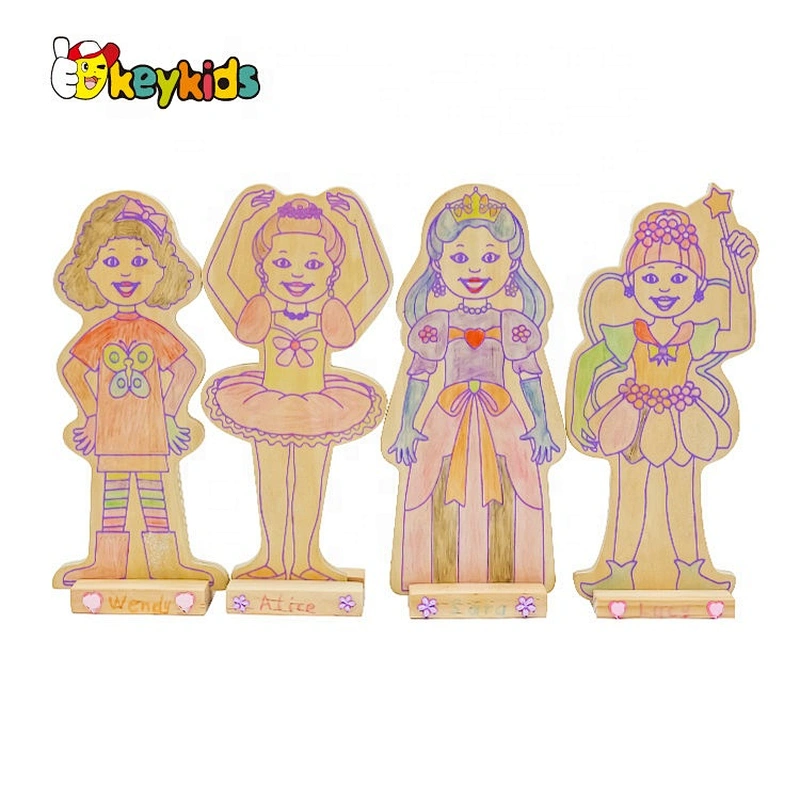 New popular wooden DIY kids painting for wholesale W03A078