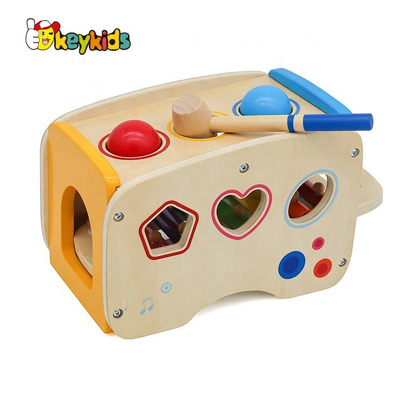 Most popular educational wooden pound and play block toy for babies W12D034