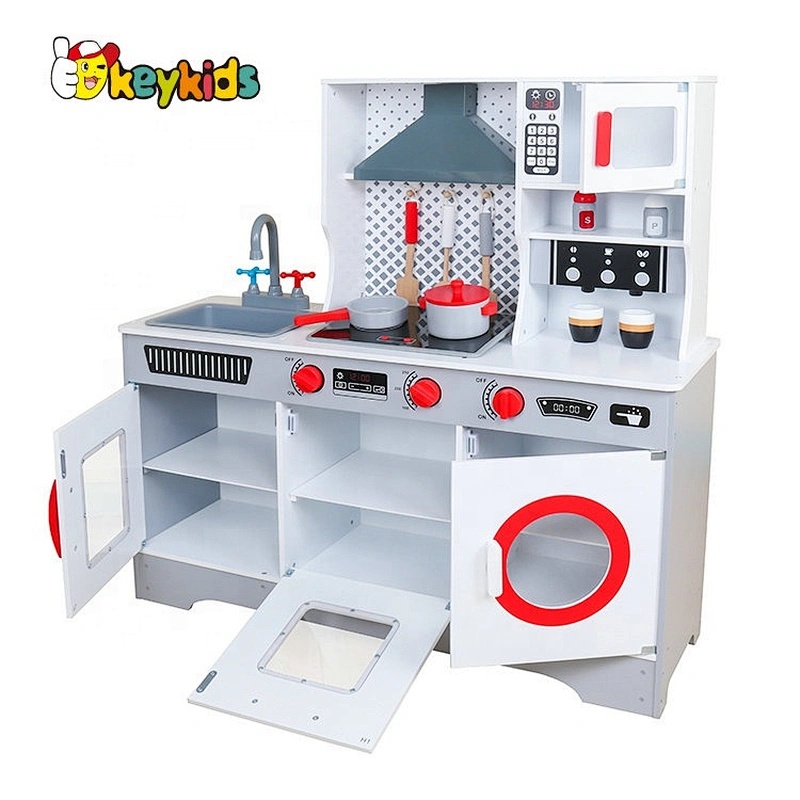 Newly released large children wooden toy kitchen with sounds W10C467