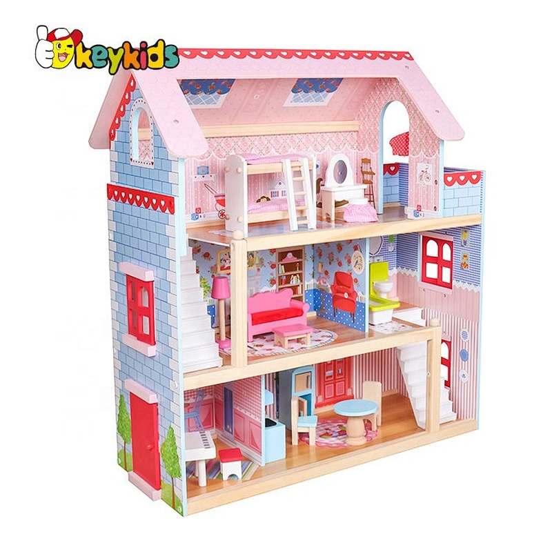 Top Sale Lovely Kids Wooden Barbie Doll House For Girls For Wholesale W06A100