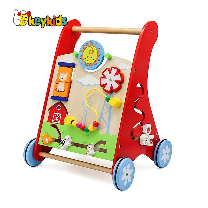 Ready to ship learning wooden boys push along walker for 18M+ W16E142