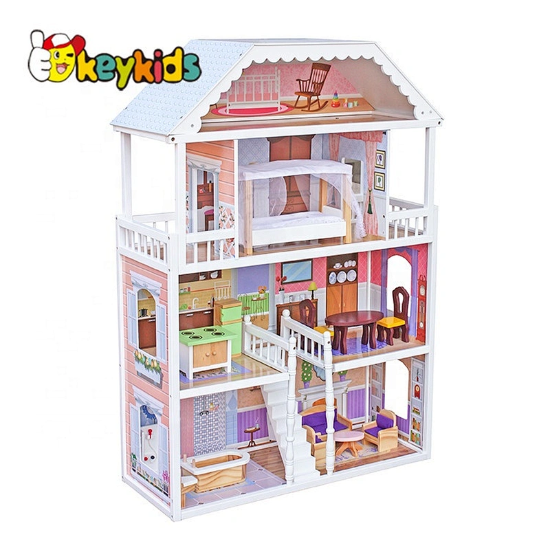 2019 Top sale large princess wooden dollhouse for wholesale W06A218