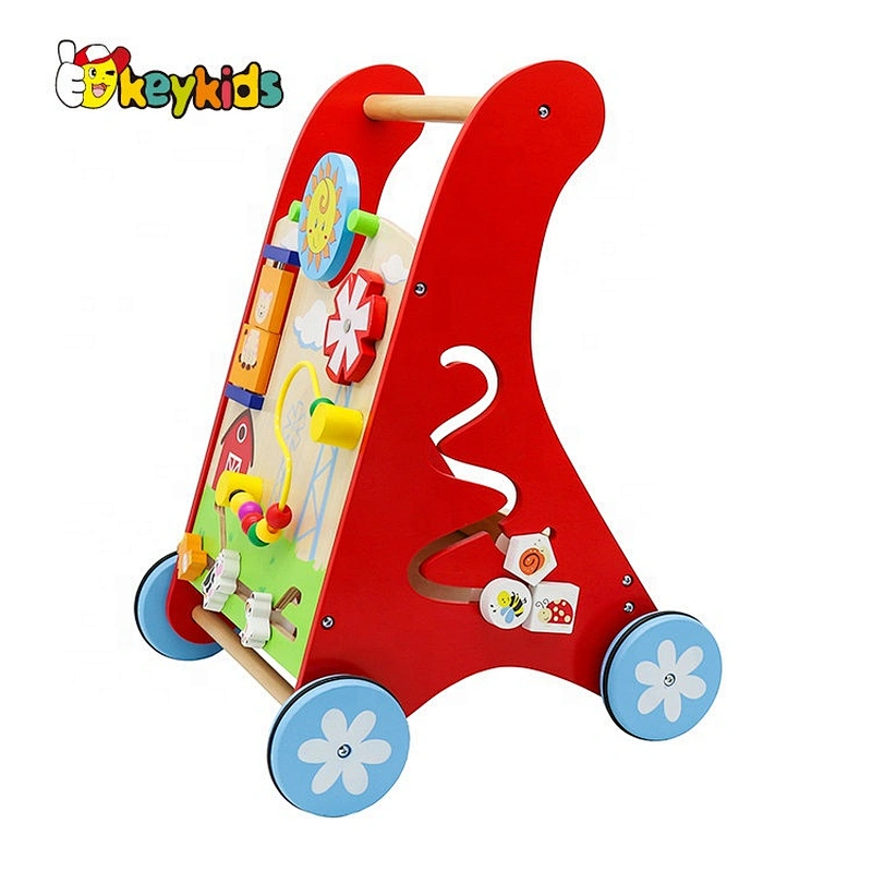 Ready to ship learning wooden boys push along walker for 18M+ W16E142