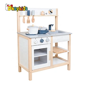 Top sale pretend cooking games wooden role play kitchen set for children W10C457
