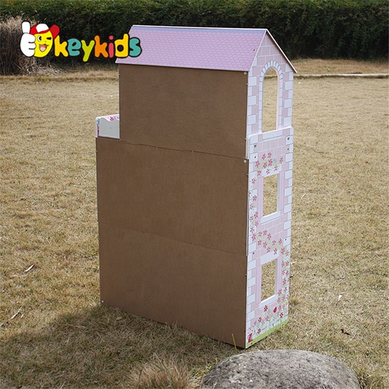 Top sale pretend play kids wooden doll houses for wholesale W06A044
