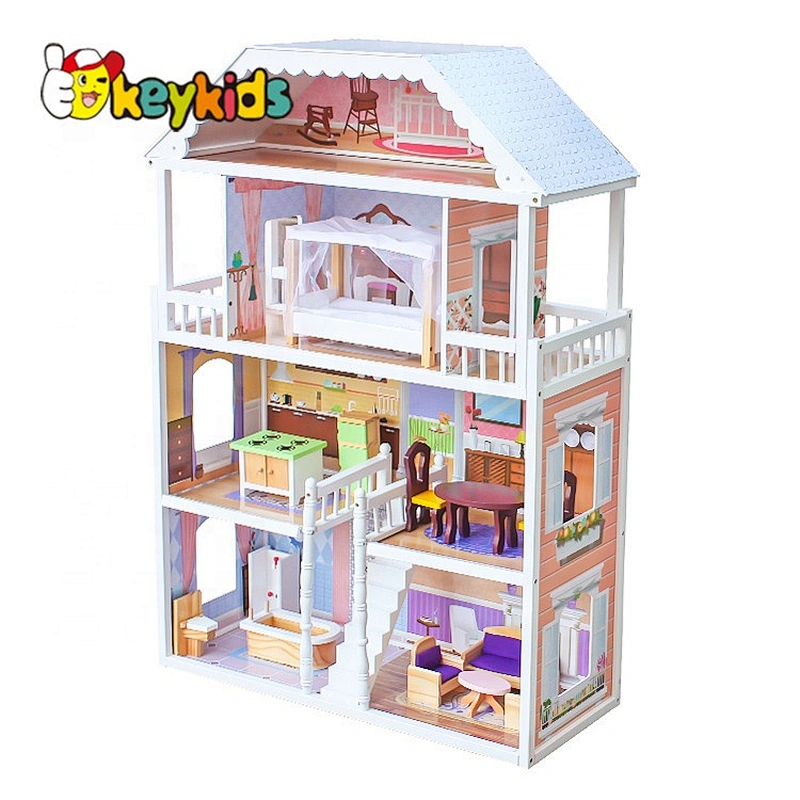 2019 Top sale large princess wooden dollhouse for wholesale W06A218