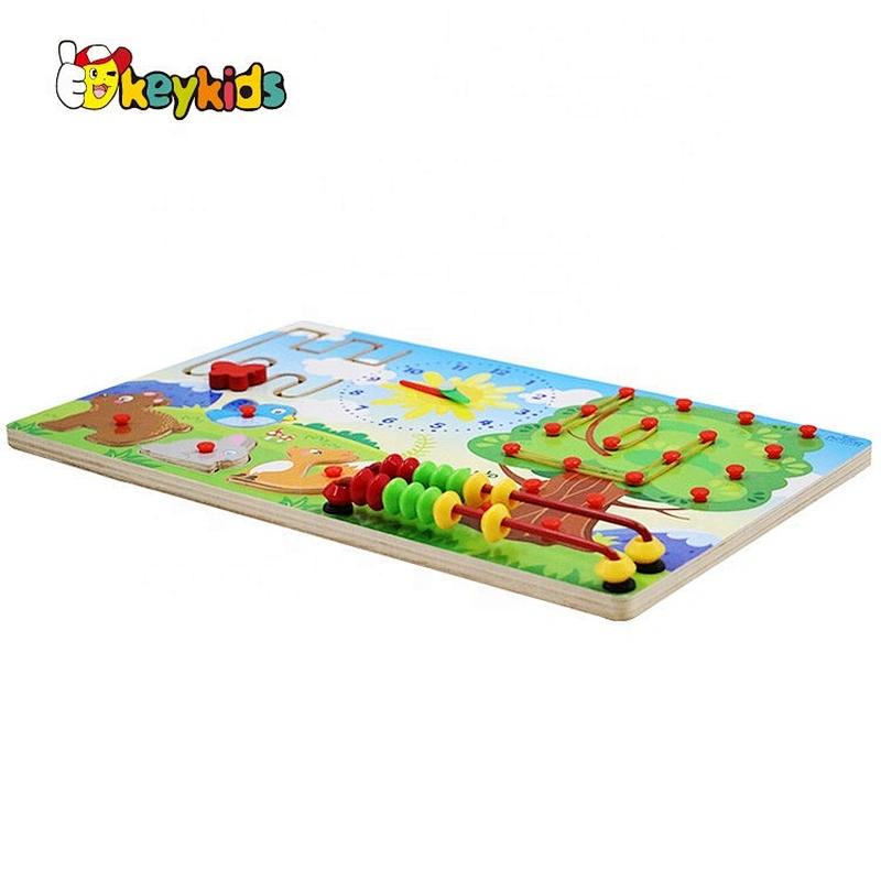 Most popular multi function diy wooden sensory activity board for children W11H069
