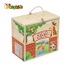 New arrived zoo playsets wooden zoo animals toys for kids W06A384