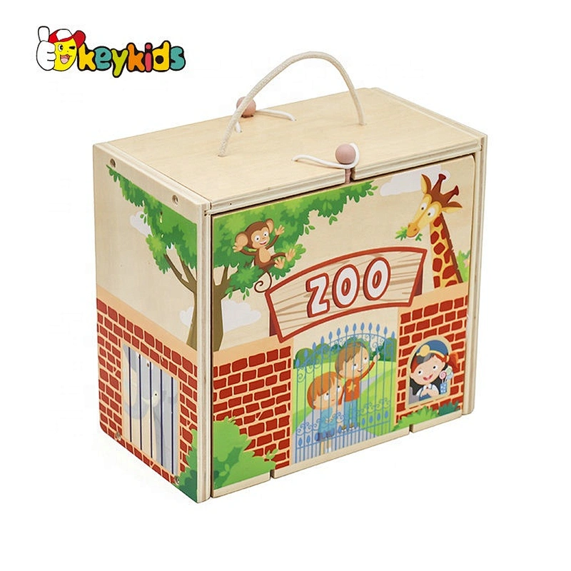New arrived zoo playsets wooden zoo animals toys for kids W06A384