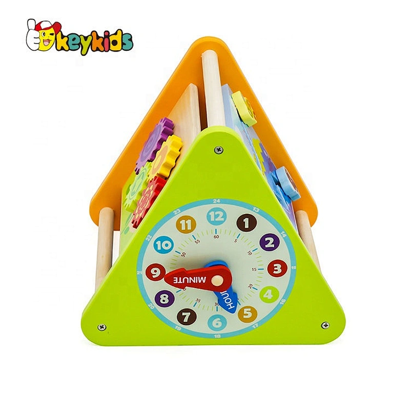 School Learning Toys Wooden Triangle Activity Cube For Kids W12D176