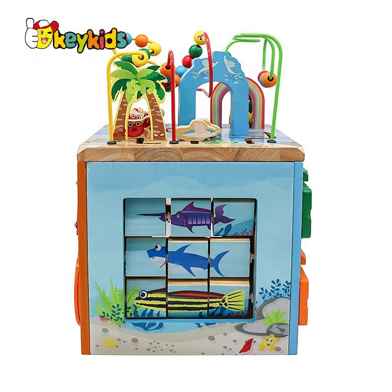 Hot Sale Educational Wooden Ocean Busy Cube For Kids W12D193