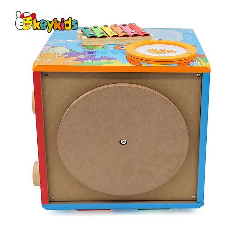 wholesale educational wooden activity cube toy, Multi-functional String Beads toy for kids W12D033