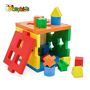 2019 New arrival shape sorting wooden learning boxes for toddlers W12D117