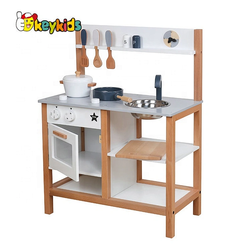 Top sale pretend game wooden kids play cooking set with accessories W10C402