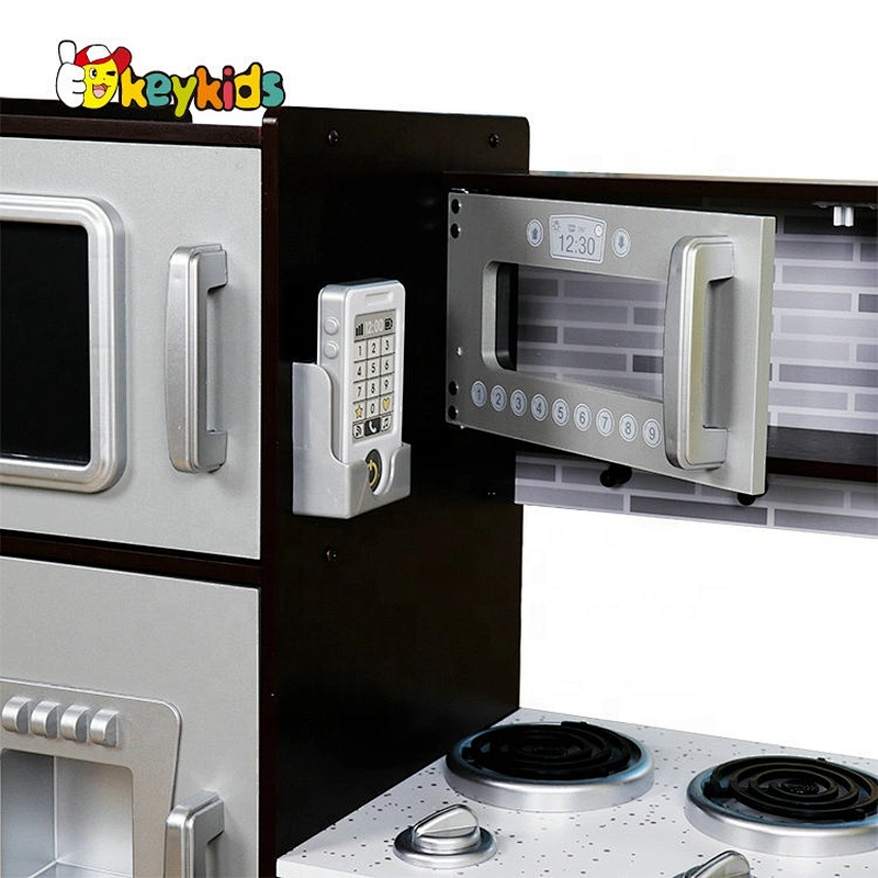New released brown wooden kids kitchen play set for sale W10C579A