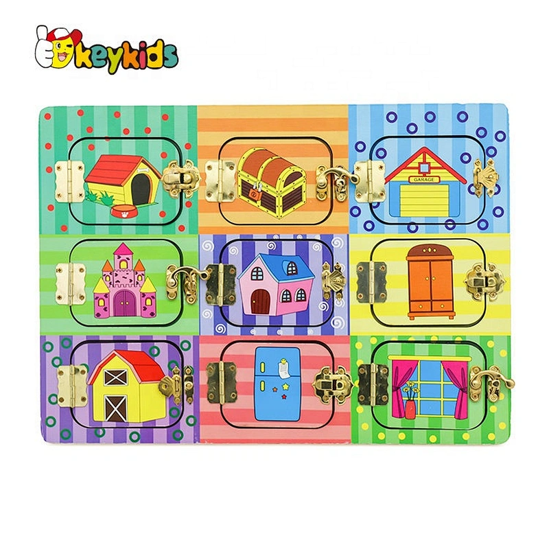 Top fashion educational wooden locks and latches board for kids W12D123