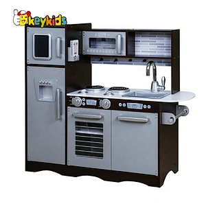 New released brown wooden kids kitchen play set for sale W10C579A