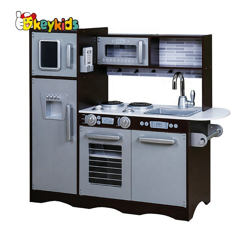 New released brown wooden kids kitchen play set for sale W10C579A